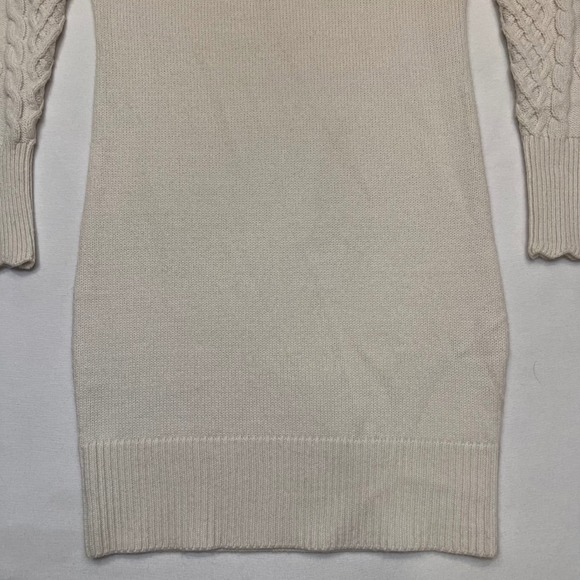 BB Dakota‎ Cream Cable Knit Cottagecore Soft Girl Puff Sleeve Sweater Dress XS - Picture 4 of 9